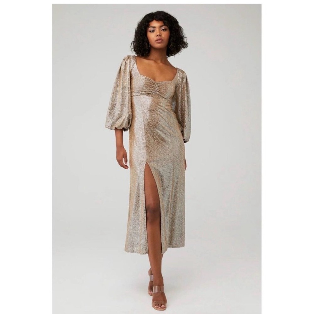 SHOW ME YOUR MUMU Sydney Silver Confetti Sweetheart Midi Dress, Size XS and S